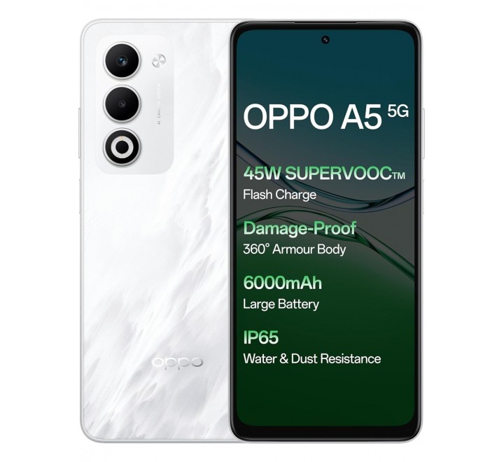 Oppo A5-5g 8gb Ram, 256GB Hafıza, (Mist White) Oppo Türkiye